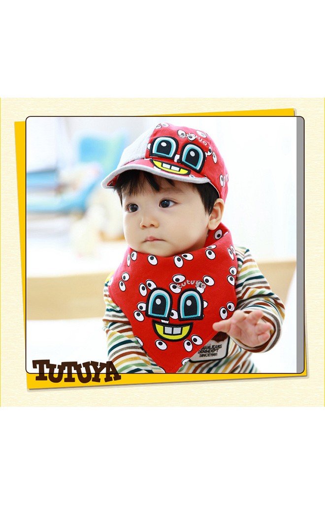 เซ็ตหมวกแก๊ปเด็กพร้อมผ้าพันคอลายการ์ตูนอารมณ์ดี TUTUYA
