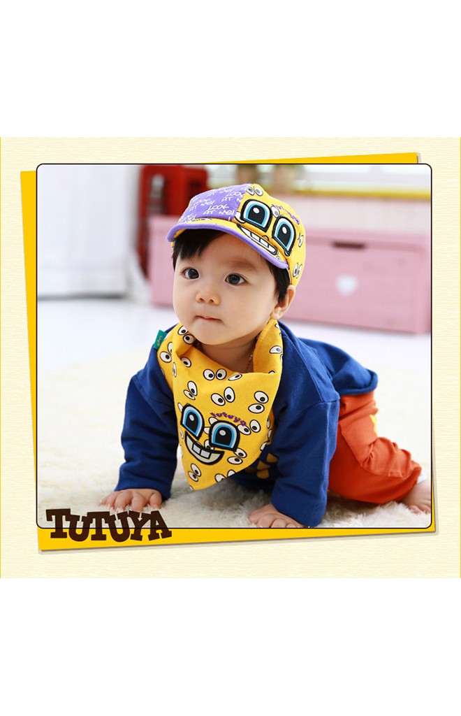 เซ็ตหมวกแก๊ปเด็กพร้อมผ้าพันคอลายการ์ตูนอารมณ์ดี TUTUYA