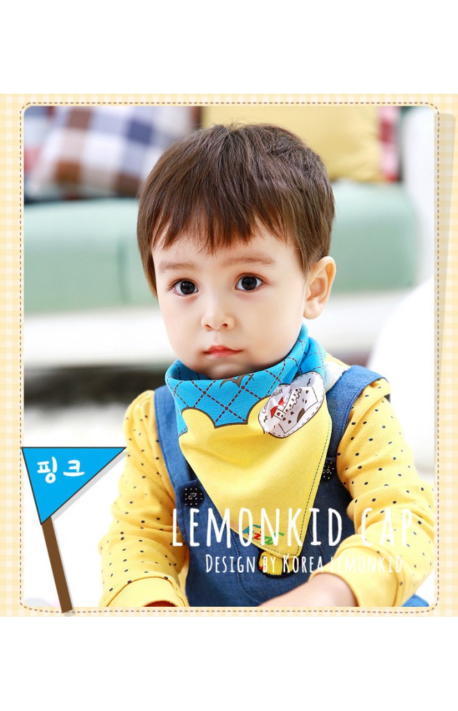 ผ้ากันเปื้อนสามเหลี่ยม ลายน่ารักๆ สกรีนรูปบ้านและรูปนก