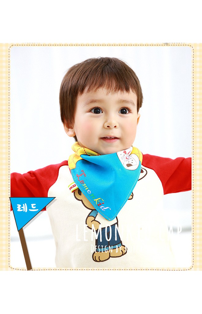 ผ้ากันเปื้อนสามเหลี่ยม ลายน่ารักๆ สกรีนรูปบ้านและรูปนก