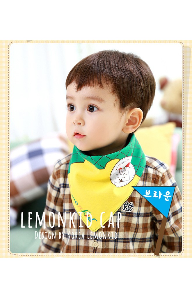 ผ้ากันเปื้อนสามเหลี่ยม ลายน่ารักๆ สกรีนรูปบ้านและรูปนก