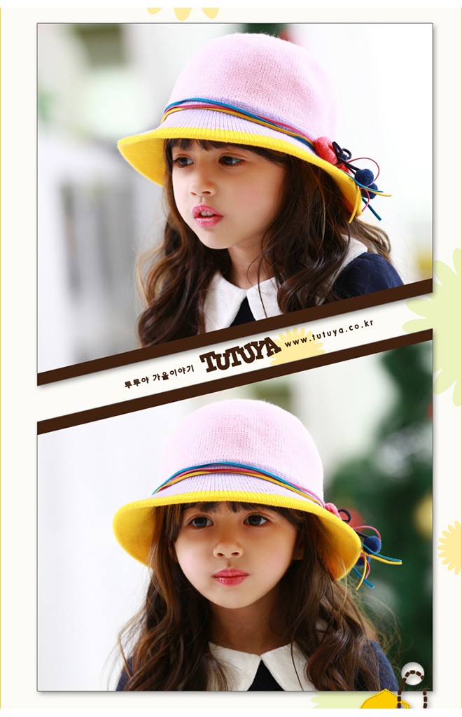 หมวกเด็กหญิงสีสันสดใส คาดโบว์สวยๆ