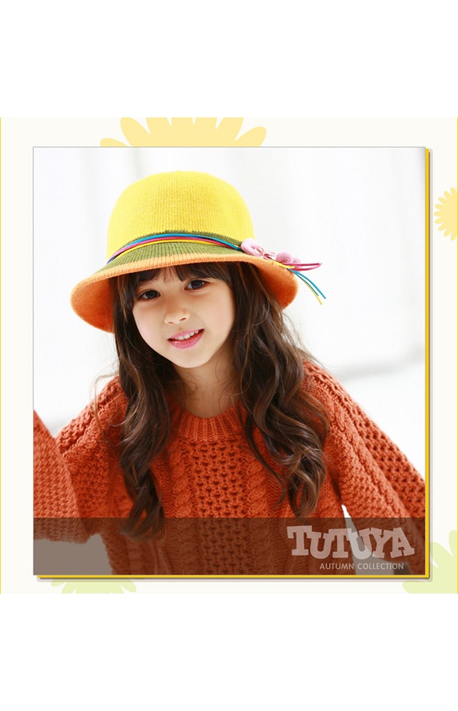 หมวกเด็กหญิงสีสันสดใส คาดโบว์สวยๆ