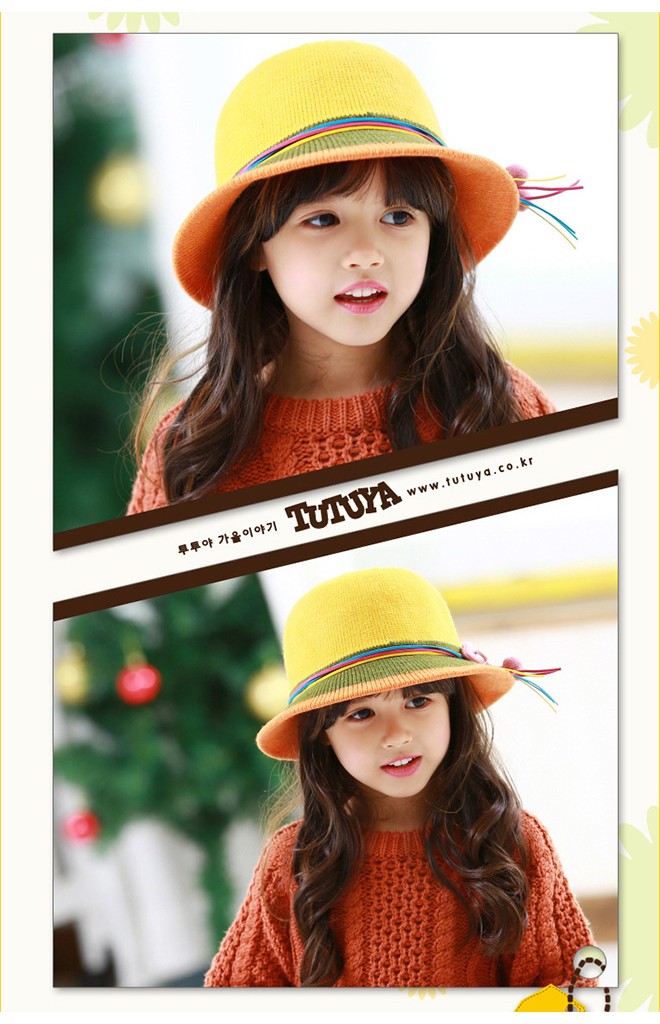หมวกเด็กหญิงสีสันสดใส คาดโบว์สวยๆ