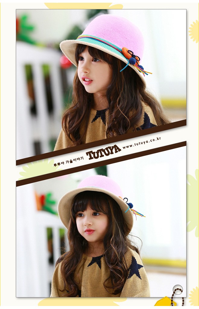 หมวกเด็กหญิงสีสันสดใส คาดโบว์สวยๆ