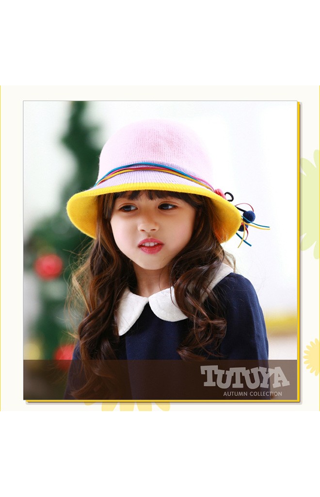 หมวกเด็กหญิงสีสันสดใส คาดโบว์สวยๆ