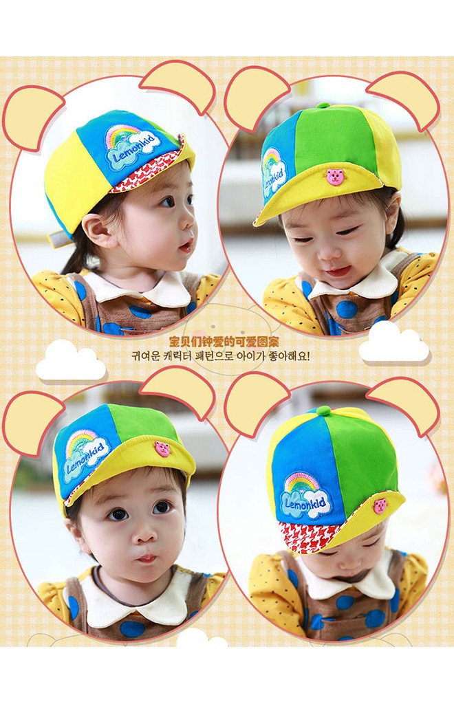 หมวกแก๊ปสลับสี ปีกหมวกลายชิโนริ พับขึ้นด้านข้างเก๋ๆ Lemonkid