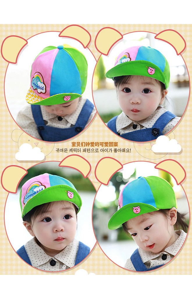 หมวกแก๊ปสลับสี ปีกหมวกลายชิโนริ พับขึ้นด้านข้างเก๋ๆ Lemonkid