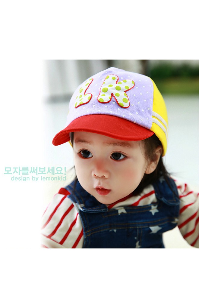หมวกแก๊ปเด็ก แต่งอักษร LK Lemonkid