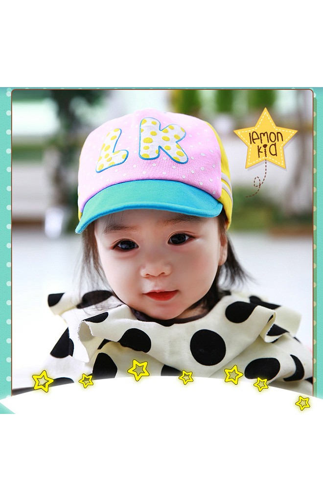 หมวกแก๊ปเด็ก แต่งอักษร LK Lemonkid