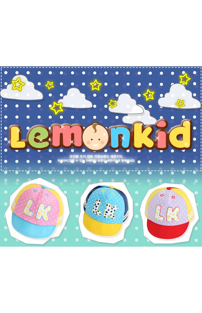 หมวกแก๊ปเด็ก แต่งอักษร LK Lemonkid