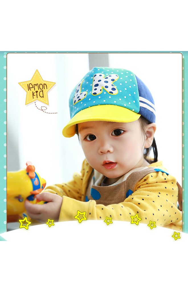 หมวกแก๊ปเด็ก แต่งอักษร LK Lemonkid