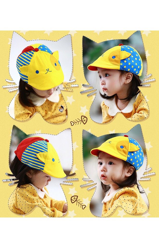 หมวกแฟลตแค๊ปแมวเหมียวตาซน สีสันสดใส Lemonkid