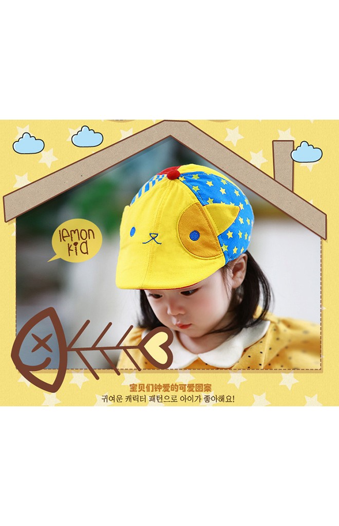 หมวกแฟลตแค๊ปแมวเหมียวตาซน สีสันสดใส Lemonkid