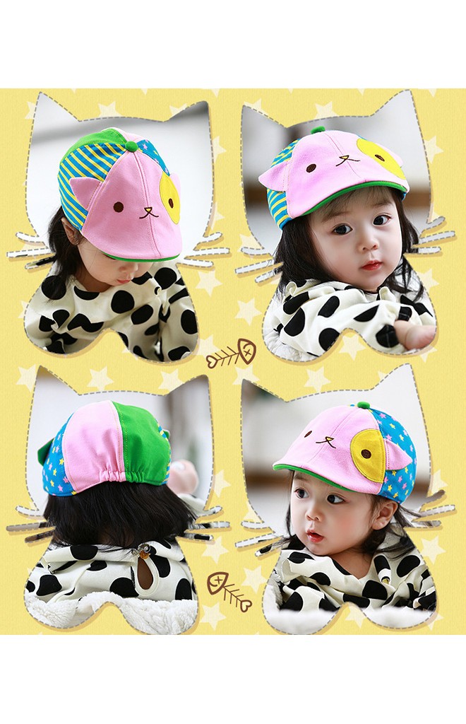 หมวกแฟลตแค๊ปแมวเหมียวตาซน สีสันสดใส Lemonkid