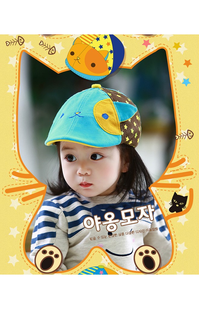 หมวกแฟลตแค๊ปแมวเหมียวตาซน สีสันสดใส Lemonkid