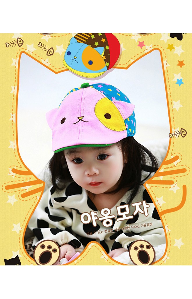 หมวกแฟลตแค๊ปแมวเหมียวตาซน สีสันสดใส Lemonkid