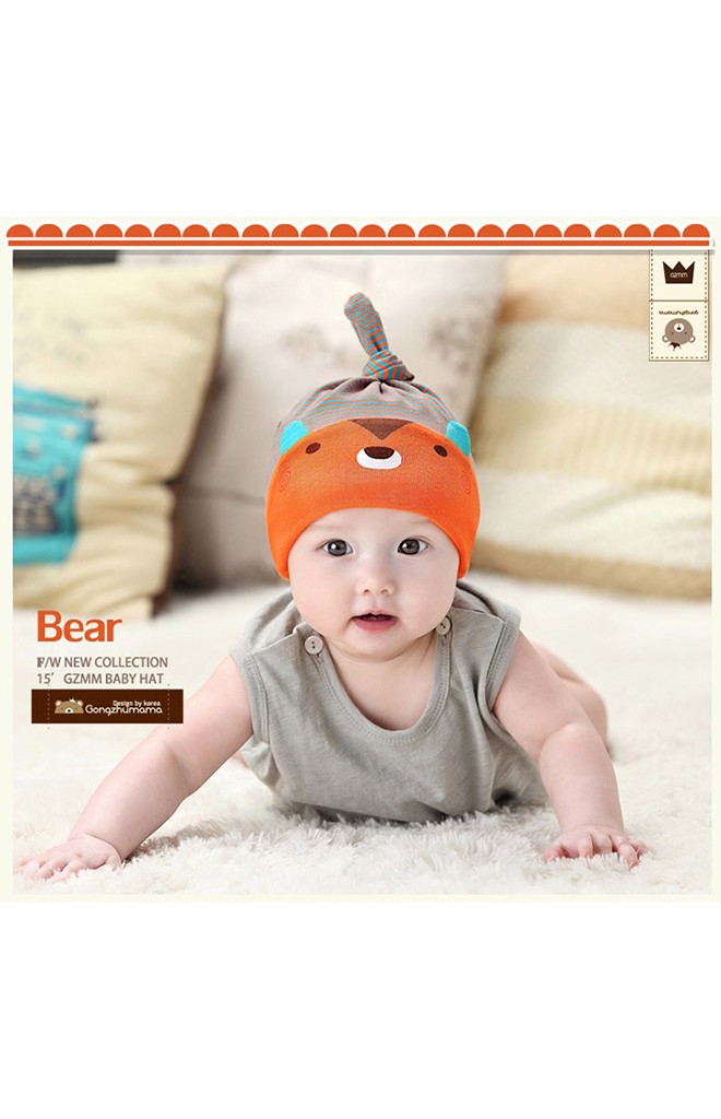 หมวกเด็กเล็กลายหมี Baby Sleep Beanie จาก GZMM