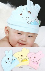 หมวกเด็กเล็กหน้ากระต่าย แต่งหูน่ารัก