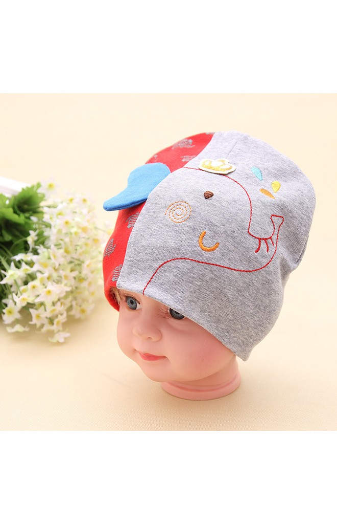 หมวกเด็กรูปช้าง ดีไซส์น่ารักๆ หมวกสีตัดกัน 2 สี