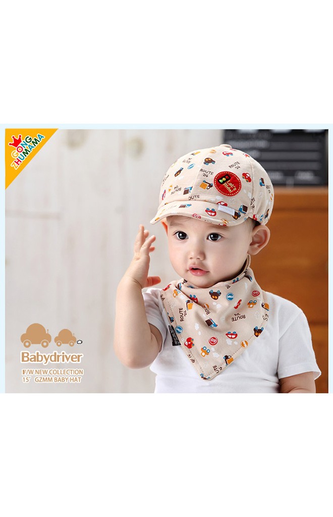 หมวกแก๊ป Baby car driver มาพร้อมผ้ากันเปื้อน