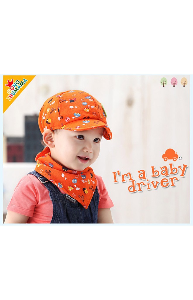หมวกแก๊ป Baby car driver มาพร้อมผ้ากันเปื้อน