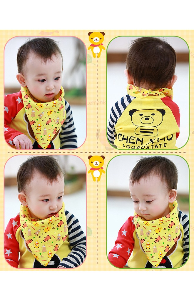 ผ้ากันเปื้อนสามเหลี่ยมลายรูปหมี จาก Lemonkid