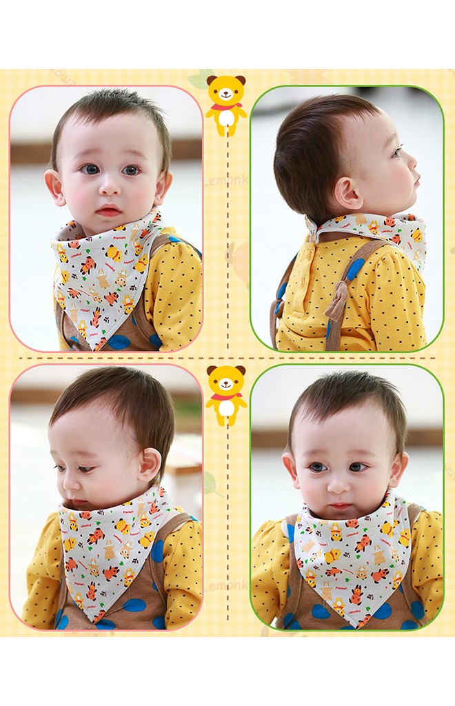 ผ้ากันเปื้อนสามเหลี่ยมลายรูปหมี จาก Lemonkid