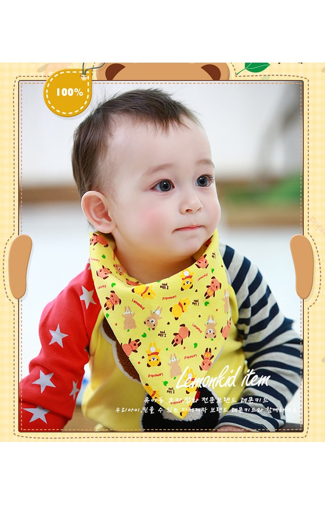 ผ้ากันเปื้อนสามเหลี่ยมลายรูปหมี จาก Lemonkid