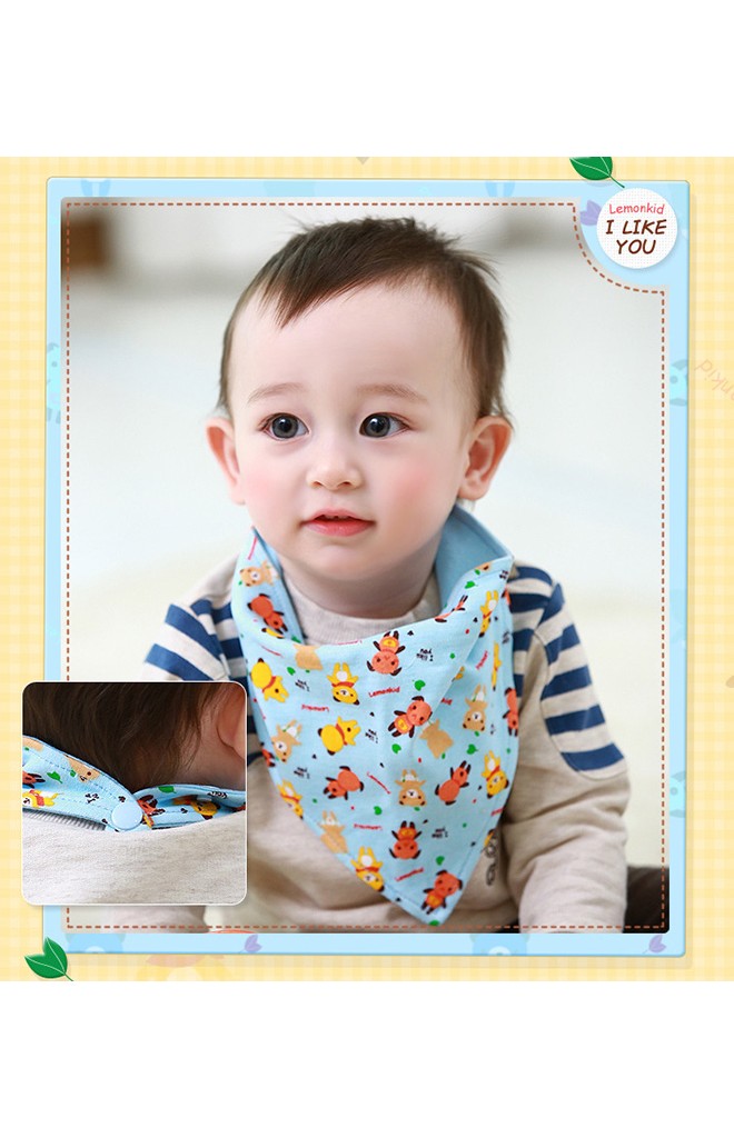 ผ้ากันเปื้อนสามเหลี่ยมลายรูปหมี จาก Lemonkid