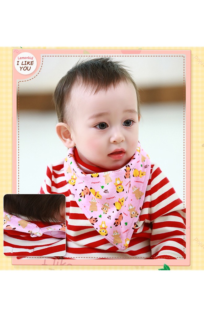ผ้ากันเปื้อนสามเหลี่ยมลายรูปหมี จาก Lemonkid