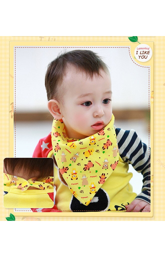 ผ้ากันเปื้อนสามเหลี่ยมลายรูปหมี จาก Lemonkid