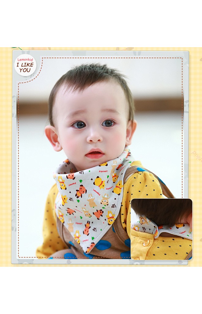 ผ้ากันเปื้อนสามเหลี่ยมลายรูปหมี จาก Lemonkid