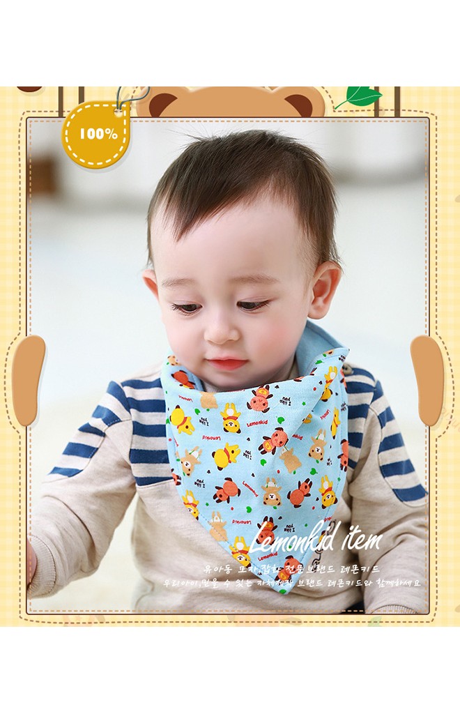 ผ้ากันเปื้อนสามเหลี่ยมลายรูปหมี จาก Lemonkid