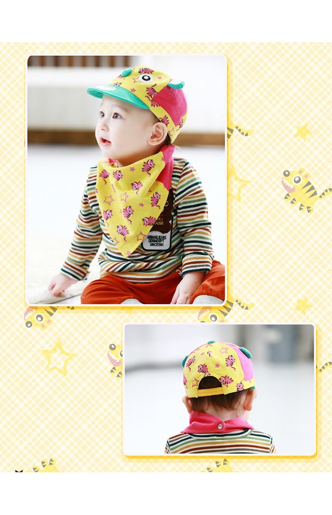 เซ็ตหมวกแก๊ปเด็กพร้อมผ้ากันเปื้อนลายเสือ TUTUYA