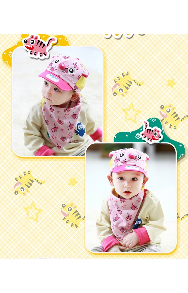 เซ็ตหมวกแก๊ปเด็กพร้อมผ้ากันเปื้อนลายเสือ TUTUYA