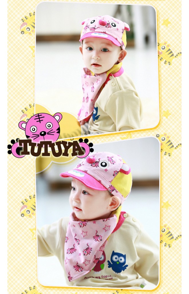 เซ็ตหมวกแก๊ปเด็กพร้อมผ้ากันเปื้อนลายเสือ TUTUYA