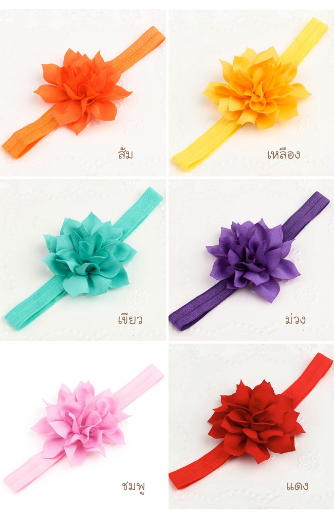 สายคาดผมดอกไม้กลมปลายกลีบแหลม