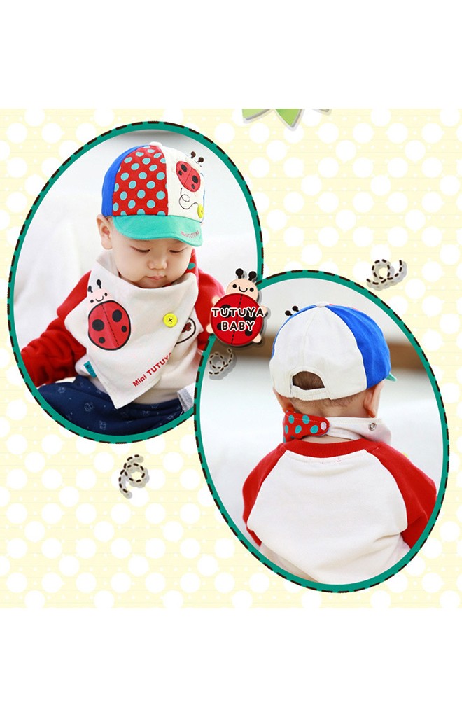 เซ็ตหมวกแก๊ปพร้อมผ้ากันเปื้อนลายเต่าทอง จาก TUTUYA