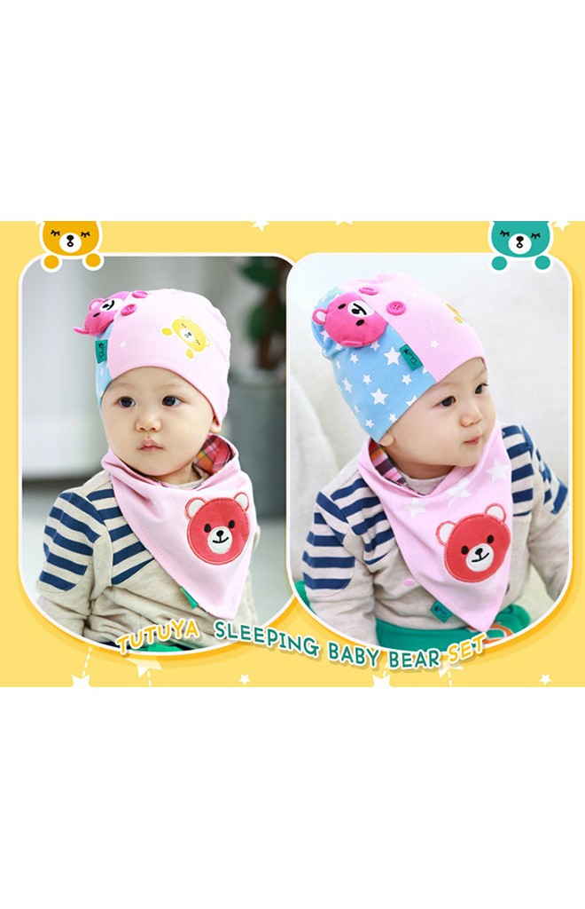 เซ็ตหมวกพร้อมผ้ากันเปื้อนรูปหมี ดีไซน์น่ารักจาก TUTUYA