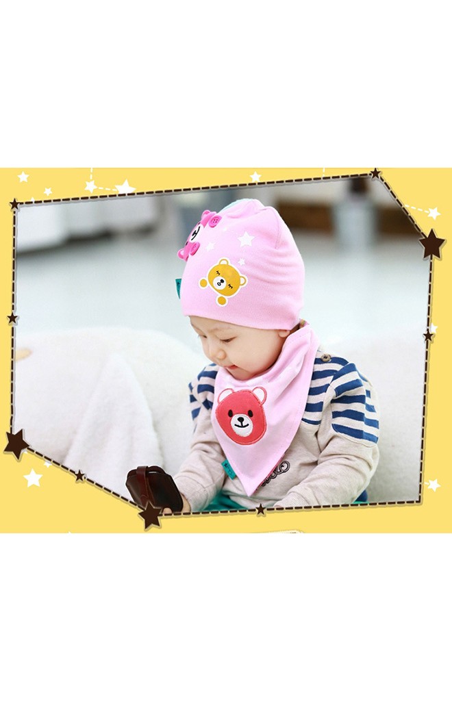เซ็ตหมวกพร้อมผ้ากันเปื้อนรูปหมี ดีไซน์น่ารักจาก TUTUYA