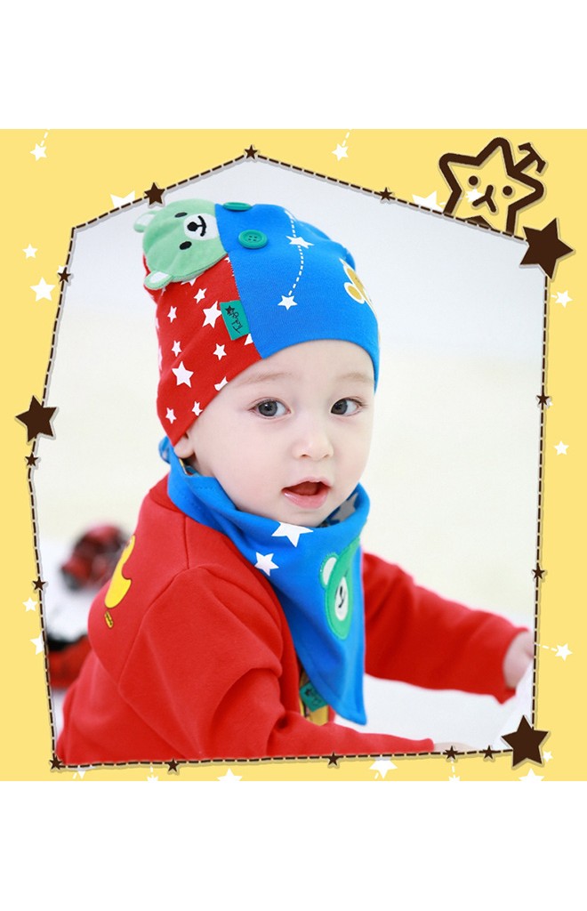 เซ็ตหมวกพร้อมผ้ากันเปื้อนรูปหมี ดีไซน์น่ารักจาก TUTUYA