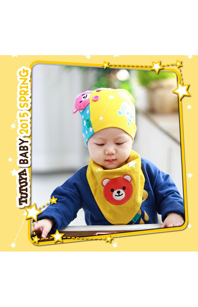 เซ็ตหมวกพร้อมผ้ากันเปื้อนรูปหมี ดีไซน์น่ารักจาก TUTUYA