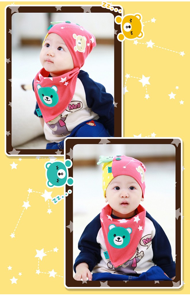 เซ็ตหมวกพร้อมผ้ากันเปื้อนรูปหมี ดีไซน์น่ารักจาก TUTUYA