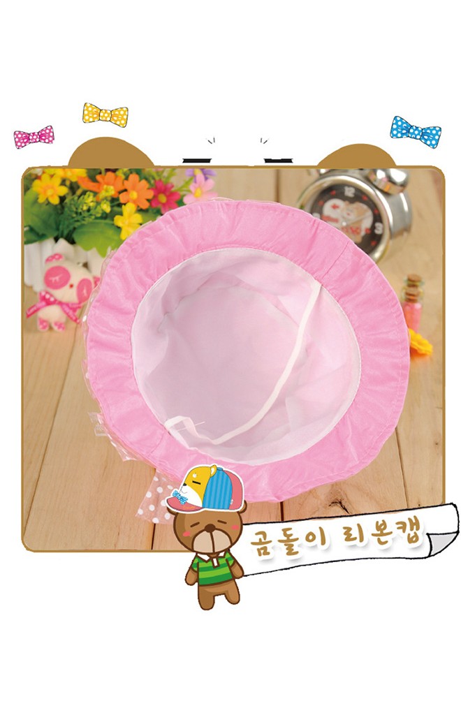 หมวกเด็กหญิงแสนหวานสกรีนดาว ชายหมวกระบาย แต่งดอกไม้และโบว์
