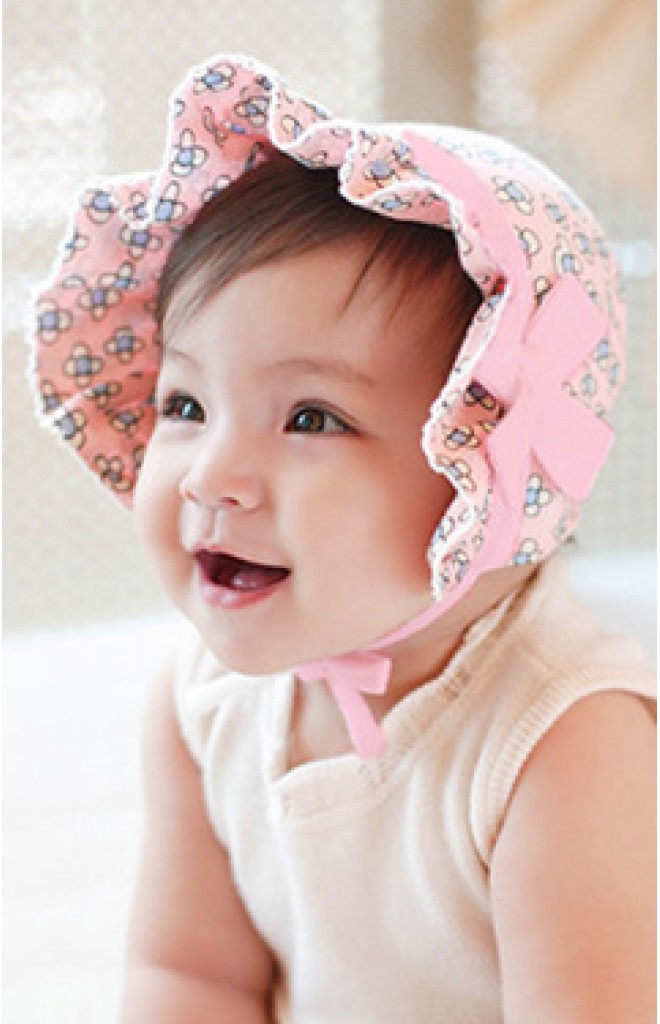หมวกเด็กเล็กลายดอกไม้คาดโบว์น่ารัก หมวกเด็กเล็กลายดอกไม้คาดโบว์น่ารัก