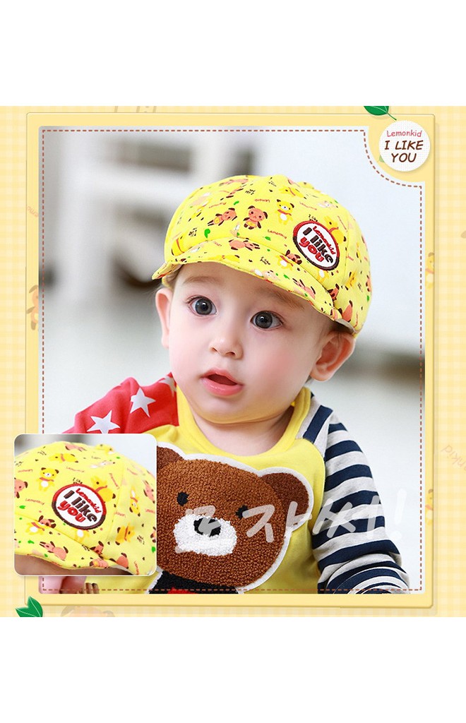 หมวกแก๊ปเนื้อผ้าฝ้ายลายรูปหมี จาก Lemonkid