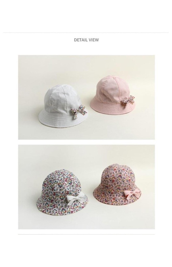 หมวกเด็กหญิงใส่ได้ 2 ด้าน แต่งโบว์น่ารักๆ โบว์เป็นเข็มกลัด 2 ชิ้น