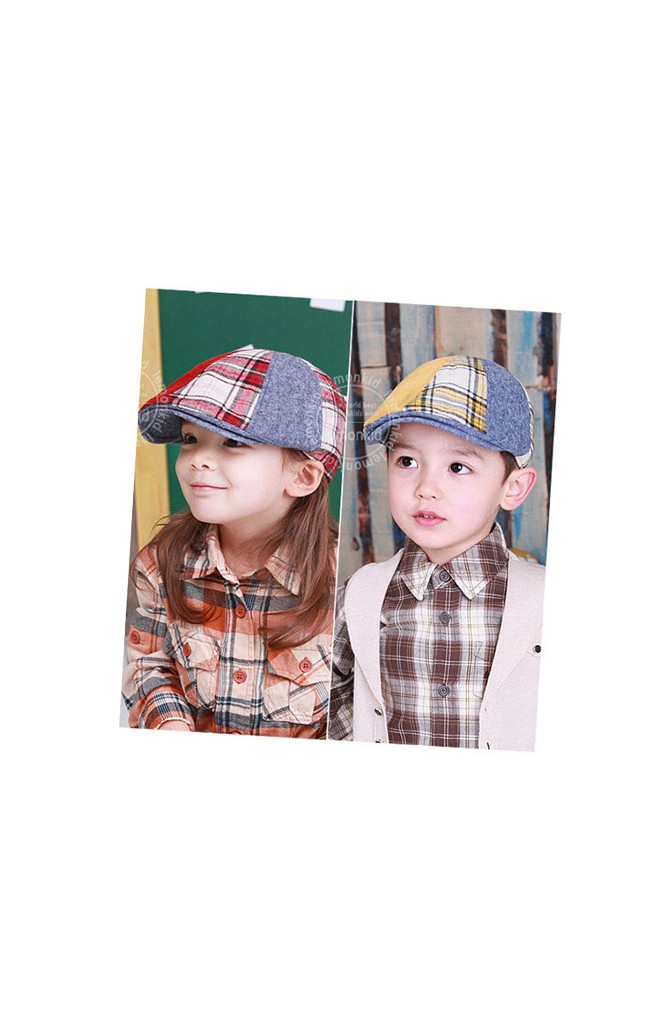 หมวกแฟล็ตแค็ปสลับลายสก๊อตและสีพื้น Lemonkid