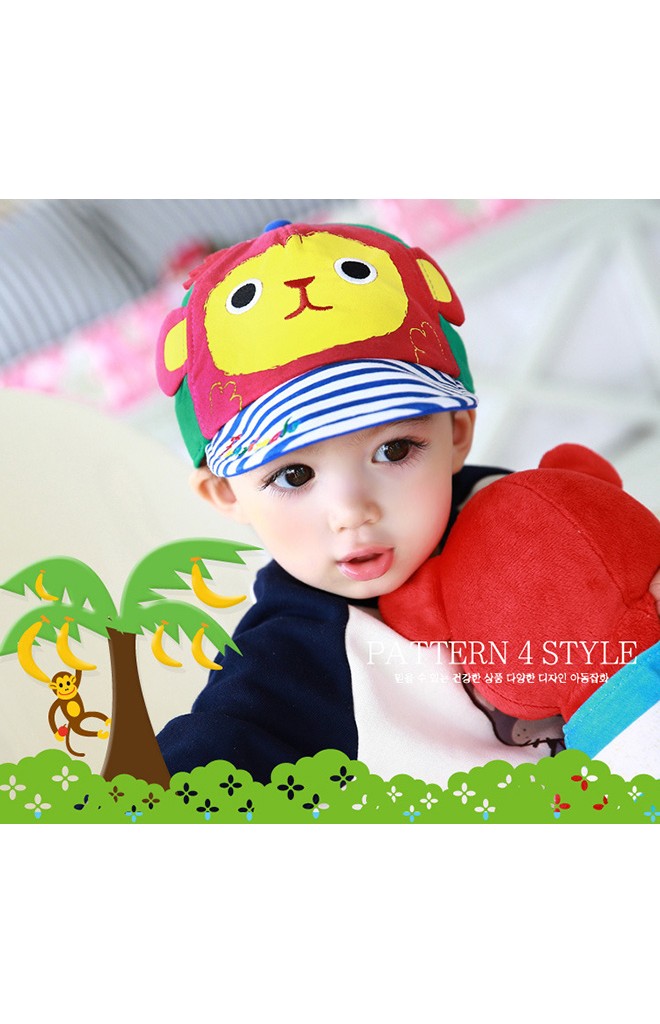 หมวกแก๊ปลิงแต่งหูน่ารัก ปีกหมวกลายทาง FUNNIMALS